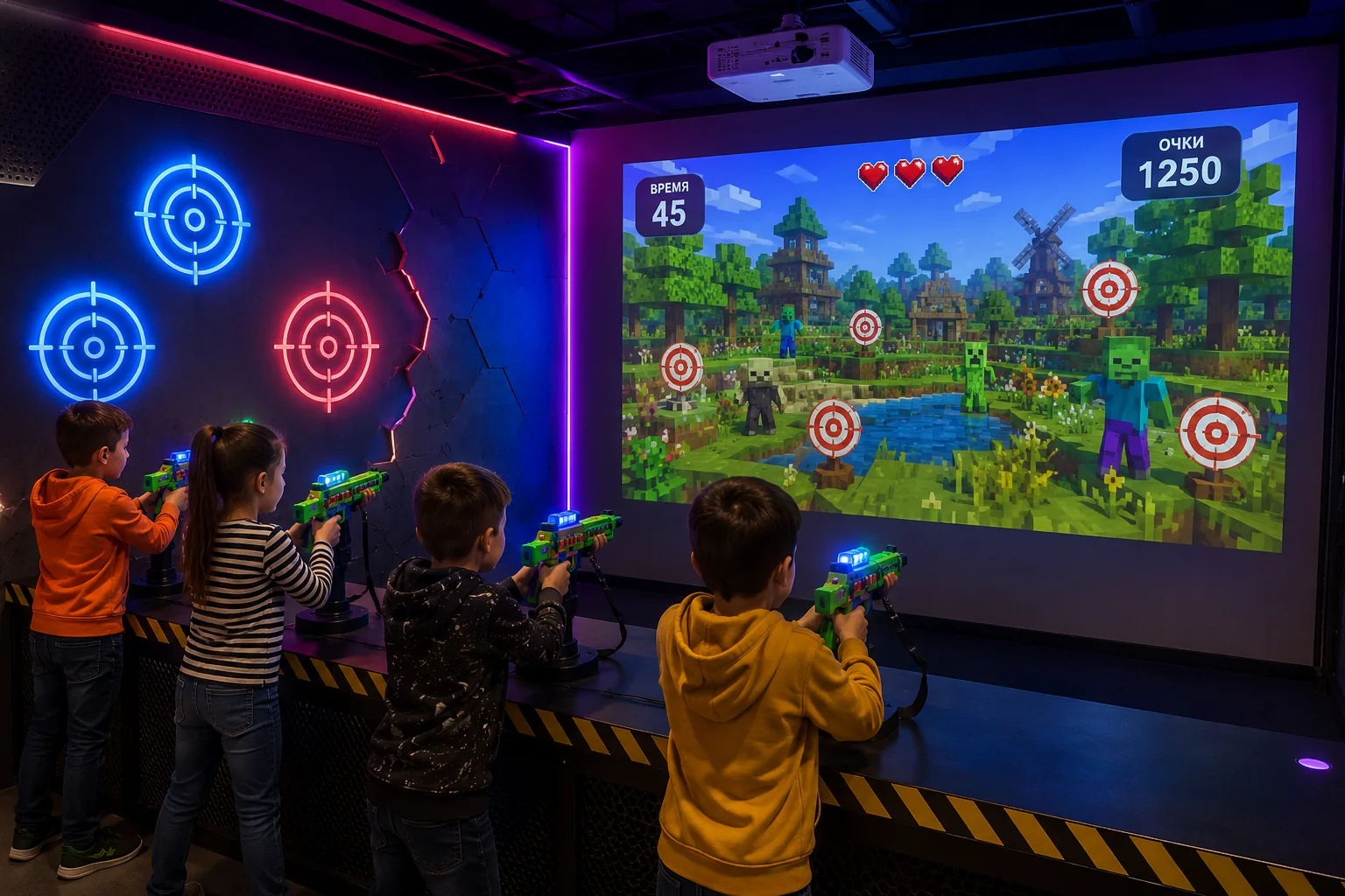 интерактивная стена игровая — игра «Стрелялки»