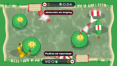 Убери мусор из воды и спаси рыбок для детей 3–7 лет: кадр игры «Чистая вода: убери мусор» для интерактивного пола