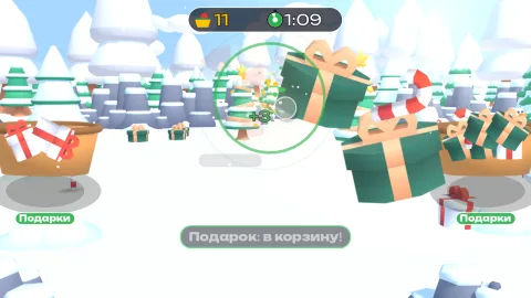 Подарки с неба: в мешок Деда Мороза — интерактивная стена